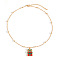 Christmas Zinc Alloy Enamel Pendant Necklaces, Golden, Green and Red, Box, 15.75 inch(40cm), pendant: 19mm