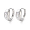 Rack Plating Brass Clear Cubic Zirconia Hoop Earrings, Long-Lasting Plated, Real Platinum Plated, 13.5x7mm, Pin: 0.9mm
