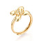 Flower Brass Adjustable Rings Setting, For Half-drilled Beads, Real 18K Gold Plated, Pin: 0.5mm, Flower: 12x13mm