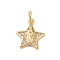 Brass Micro Pave Clear Cubic Zirconia Charms, with Jump Ring, Cadmium Free & Nickel Free & Lead Free, Real 18K Gold Plated, Star, 13.5x11.5x2mm, Hole: 3mm