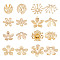 48Pcs 8 Styles Brass Fancy Bead Caps, Flower, Real 24K Gold Plated, 7~15x6~13.5x0.5~3.5mm, Hole: 0.9~2mm, 6pcs/style