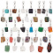 Gemstone Nuggets Pendant Decoration, with Brass Lobster Claw Clasps, 38~58mm, 31 styles, 1pc/style, 31pcs/set