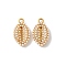 304 Stainless Steel Charms, with ABS Plastic Imitation Pearl, Ion Plating(IP), Real 18K Gold Plated, Conch, 14.5x8.5x3.5mm, Hole: 1.4mm
