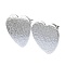 Tarnish Resistant 201 Stainless Steel Stud Earrings, with 304 Stainless Steel Pins, Textured Heart, Stainless Steel Color, 20x20mm