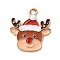 Alloy Enamel Pendants, Christmas Themes Charms, Golden, Deer, 22.5x10x1.2mm, Hole: 1.8mm