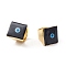 Square Enamel with Evil Eye Wide Band Finger Rings, Real 18K Gold Plated Brass Adjustable Rings for Women Men, Cadmium Free & Nickel Free & Lead Free, Black, 18.5mm, Inner Diameter: 17mm