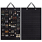 Wool Felt Jewelry Earring Organizer Hanging Bags, Jewelry Rolls for Earring Stud Dangle Earring Display, Rectangle, Black, 82cm, Felt: 570x350x4mm