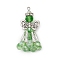 Handmade Glass Seed Beaded Angel Pendants, with Antique Silver Alloy Wings & Electroplate Glass Beads, Green, 30x19mm, Hole: 1.8mm