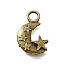 Tibetan Style Alloy Pendants, Cadmium Free & Lead Free, Moon with Star Charms, Antique Bronze, 19x12x2.5mm, Hole: 3mm, about 825pcs/1000g