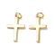 Brass Pendants, with Jump Ring, Cadmium Free & Lead Free, Cross Charm, Real 18K Gold Plated, 19x11.5x1.5mm, Ring: 5x0.8mm, Hole: 3.4mm