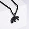 Retro Rock Punk Men's Elephant 304 Stainless Steel Pendant Necklaces, Black