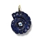 Dyed Natural Lapis Lazuli Pendants, Conch Charms with Rack Plating Golden Tone Brass Micro Pave Cubic Zirconia Findings, 32~32.5x22.5~23x9~10mm, Hole: 4mm