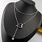 304 Stainless Steel Micro Pave Cubic Zirconia Pendant Necklaces, Heart Lariat Y Necklaces, Platinum, 32.05 inch(81.4cm)