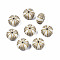 Flat Round Plating Acrylic Beads, Golden Metal Enlaced, Beige, 12.5x7mm, Hole: 1mm, about 703pcs/500g