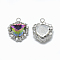 K9 Glass Rhinestone Pendants, with Platinum Tone Brass Findings, Triangle, Volcano, 19.5x16x7mm, Hole: 2mm