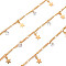 Handmade Brass Curb Chains, with Cubic Zirconia charms, Soldered, Spool, Star, Real 18K Gold Plated, 3.3x1.5x0.3mm and 2x1.4x0.3mm, about 16.4 Feet(5m)/roll