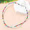 Rondelle Glass Seed Beaded Necklaces for Women, Platinum, Colorful, 16.14 inch(41cm)+70mm