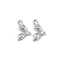 Brass Micro Pave Clear Cubic Zirconia Pendants, Butterfly Wings Charms, Real Platinum Plated, 11x6x1.6mm, Hole: 0.8mm