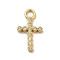Rack Plating Brass Micro Pave Cubic Zirconia Pendants, Cadmium Free & Lead Free, Long-Lasting Plated, Religion Cross Charm, Real 18K Gold Plated, Clear, 19x10.5x2mm, Hole: 2.8mm