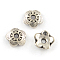5-Petal Tibetan Style Alloy Bead Caps, Cadmium Free & Lead Free, Flower, Antique Silver, 6x1.5mm, Hole: 1mm, about 500pcs/50g