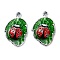 Rack Plating Alloy Enamel Pendants, Nickel Free, Leaf with Ladybug Charm, Platinum, 22x14.5x3.5mm, Hole: 1.6mm