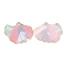 Opaque Acrylic Pendants, Gradient Leaves with Gold Edge, Pink, 22.5~23.5x30~30.5x2.6mm, Hole: 1.5mm