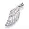 Tarnish Resistant 304 Stainless Steel Pendants, Wing, Stainless Steel Color, 35x14x3mm, Hole: 4.5x7mm