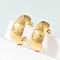 304 Stainless Steel Stud Earrings, Ion Plating(IP), C-Shaped, Real 14K Gold Plated, 30x12.5mm