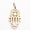 316 Surgical Stainless Steel Pendants, Hamsa Hand/Hand of Fatima/Hand of Miriam, Golden, 17x9x1.5mm, Hole: 3.5mm