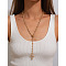 Alloy Colorful Rhinestone Flower Cross Pendant Lariat Y Necklaces for Women, Golden, 25 inch(63.5cm)