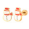 304 Stainless Steel White Enamel Christmas Cartilage Earrings for Women, Golden, Snowman, 10x7mm