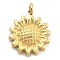 Ion Plating(IP) 304 Stainless Steel Charms, Sunflower Charm, Real 14K Gold Plated, 12.5x9.5x2.5mm, Hole: 1.6mm