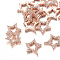 Brass Micro Pave Cubic Zirconia Charms, Star, Rose Gold, 14x13x2.5mm, Hole: 1mm