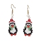 304 Stainless Steel Penguin Dangle Earrings, with Shell Pearl & Glass Seed Pendants, Golden, 59.5x17.5mm