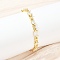 Brass Micro Pave Clear Cubic Zirconia Link Bracelets for Women, Rectangle, Rack Plating, Long-Lasting Plated, Lead Free & Cadmium Free, Real 18K Gold Plated, 7-1/8 inch(18.2cm)