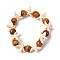 Beach Starfish Dyed Synthetic Turquoise Stretch Bracelets, Summer Wood Beaded Kid Bracelets for Girls, Floral White, Inner Diameter: 1-3/4 inch(4.32~4.55cm), Bead: 7x8~8.5mm, Starfish: 14x14mm