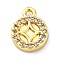 Brass Micro Pave Cubic Zirconia Pendants, Cadmium Free & Nickel Free & Lead Free, Flat Round Coins Charm, Real 18K Gold Plated, 9x7.5x2mm, Hole: 1mm