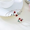 Rose Alloy Enamel Cuff Bangle & Cuff Rings Sets, Platinum, Inner Diameter: 67mm & 17mm