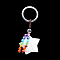 Natural Quartz Crystal & Mixed Gemstone Star Pendant Keychain, Chakra Yoga Alloy Key Rings for Men Women, 70mm