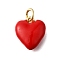Brass Red Enamel Charms, with Jump Ring, Cadmium Free & Lead Free, Long-Lasting Plated, Rack Plating, Real 18K Gold Plated, Heart, 13.5x11x5mm, Hole: 3mm