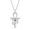 Ankh Cross with Eye of Horus Rhinestone Pendant Necklace, Alloy Jewelry for Men Women, Platinum, 17.72~18.90 inch(45~48cm)