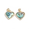 Natural Abalone Shell/Paua Shell Charms, with Real 18K Gold Plated Plated Brass Findings, Long-Lasting Plated, Heart, 12x12x3mm, Hole: 3x2.5mm