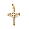 Rack Plating Brass Micro Pave Cubic Zirconia Pendants, with Jump Ring, Long-Lasting Plated, Lead Free & Cadmium Free, Cross Charms, Real 18K Gold Plated, 19x13x3mm, Hole: 3mm