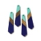Opaque Resin & Walnut Wood Pendants, Hexagon Tie Charms, Indigo, 49x12x3mm, Hole: 2mm