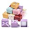 6Pcs Cardboard Ring Boxes, with Bowknot Ribbon Outside and White Sponge Inside, Square, Mixed Color, 5~5.3x5~5.3x3.8~4cm