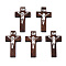 Natural Wood Beads, Cross, Saddle Brown, 42mm long, 23mm wide, 5mm thick, hole: 2mm