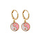 Alloy Enamel Yin Yang Dangle Leverback Earrings, Gold Plated Brass Jewelry for Women, Pink, 28x11.5mm