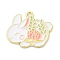 Alloy Enamel Pendants, Golden, Flower, Rabbit, 21x24.5x1.5mm, Hole: 1.6mm