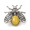 Natural Topaz Jade Brooch, Antique Silver Tone Alloy Bee Brooch, 38x36x11.5mm, Hole: 5x6mm