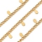 304 Stainless Steel Curb Chains, Ion Plating(IP), Unwelded, with Spool, with Teardrop Charms, Golden, 8.5x4x1.5mm